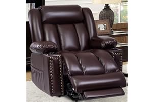 Cfvyne Large Power Lift Chair Recliner for Elderly with Heated and Massage, Overstuffed Adjustable Lift Chair, 3 Position, Breathable Leather, USB-A&USB-C, Cup Holder (Tall Man-7523, Dark Brown)