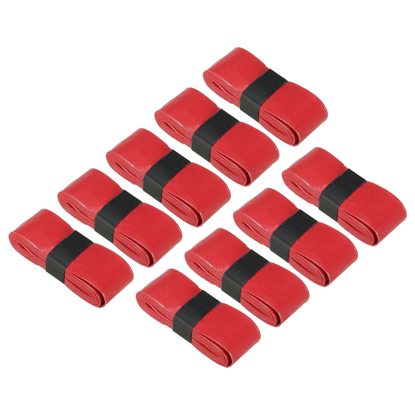 PATIKIL 43.3" Tennis Racket Grip Tape, 9 Pack PU Overgrip Perforated Absorbent Non-Slip for Badminton Fishing Rod, Red