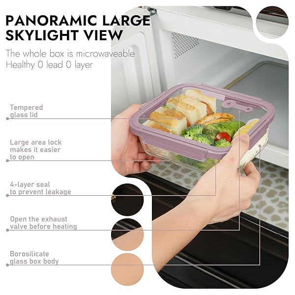 BOROHOUSE 10-PACK GLASS FOOD STORAGE CONTAINERS WITH TEMPERED LIDS – BOROSILICATE, AIRTIGHT, OVEN-SAFE (-4°F~950°F), BPA-FREE, 4.4 & 1.6 CUP, LEAK-PROOF, DISHWASHER SAFE (PINK)