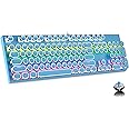 Ltvystore Typewriter Style Mechanical Gaming Keyboard, Blue Retro Punk Gaming Keyboard with 9 True RGB Backlight Modes, 104 Keys Blue Switch Wired Cute Keyboard, Round Keycaps for Windows/Mac/PC