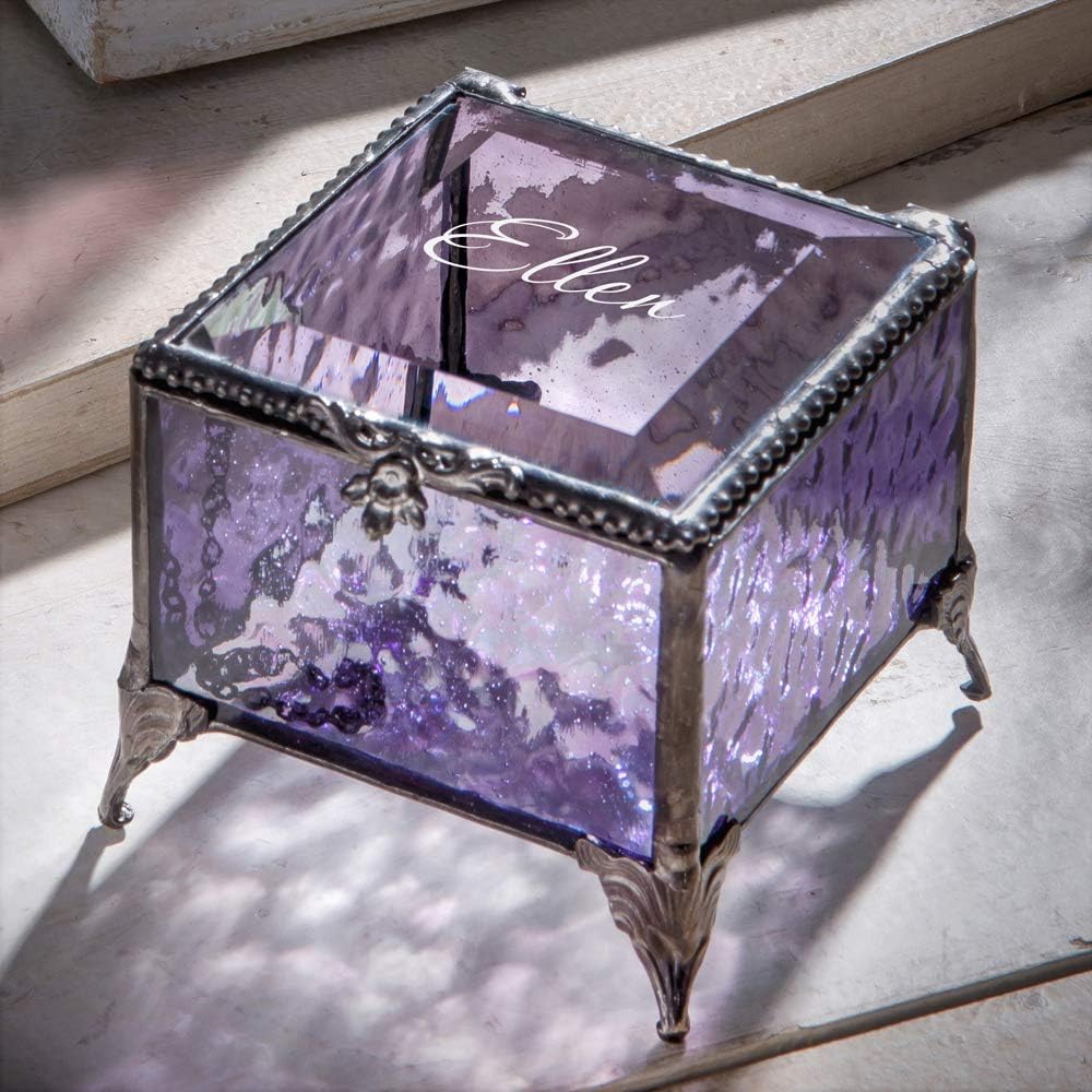 Personalized Purple Glass Box Decorative