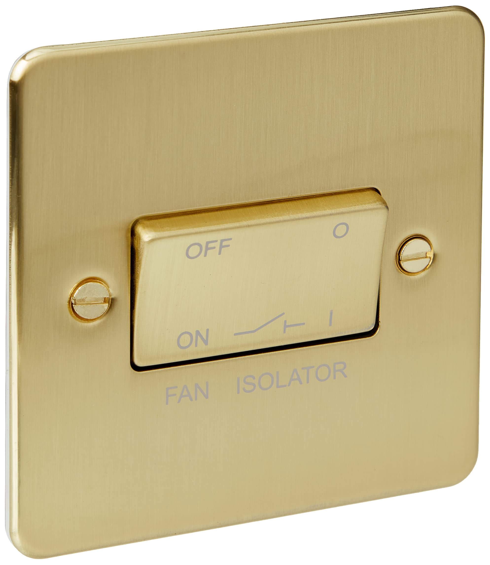 KNIGHTSBRIDGE FP1100BB Flat Plate 10AX 3 Pole Fan Isolator Switch-Brushed Brass, 230 V