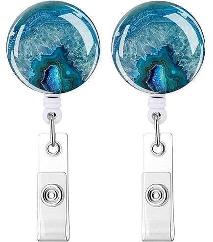 Retractable Badge Reels With Purple Gold Marble Design - ID Card Holders For Teachers, Nurses, Office Workers