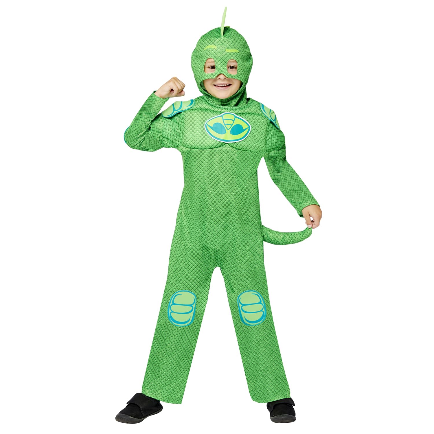 (PKT) (9908866) Child Boys Gekko PJ Masks GID Muscle Suit Costume (3-4yr)