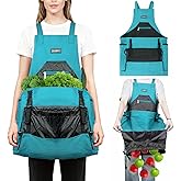 ZIOZERTT Garden Apron,Harvest Aprons with Drawstring Bag and Pockets for Women and Men,Canvas Fruit Picking Apron