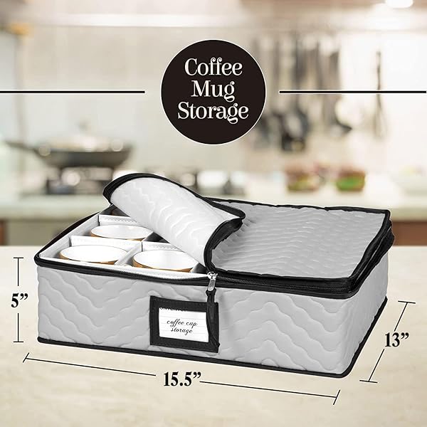 CHINA STORAGE CONTAINERS 5-PIECE SET MOVING BOXES FOR DINNERWARE, GLASSES, PLATES, MUGS AND SAUCERS STURDY QUILTED MICROFIBER DISH ORGANIZER WITH DIVIDERS FOR SEASONAL STORAGE – HOLDS SET OF 12, GRAY