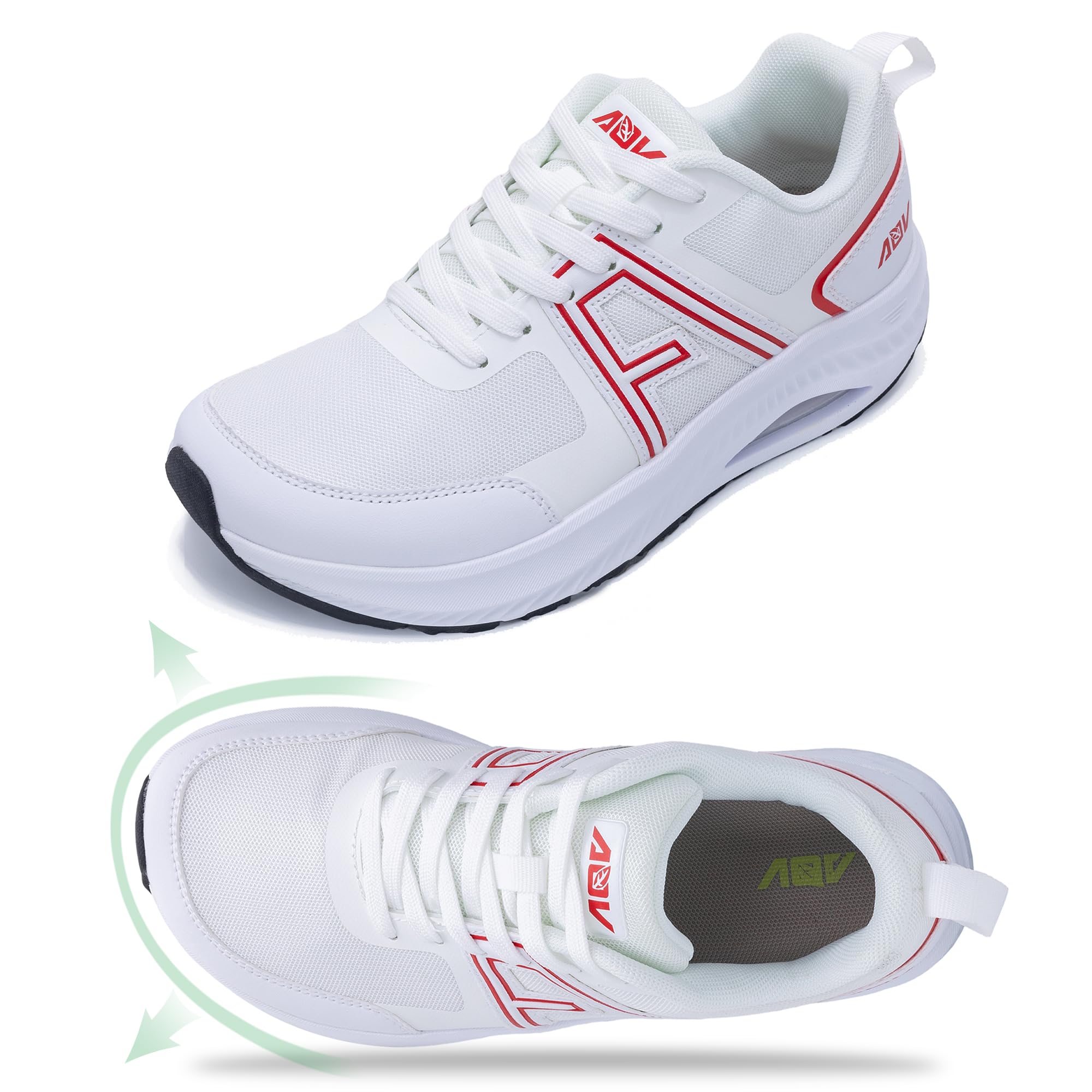 Photo 1 of SHNMAE Women's Wide Walking Shoes with Arch Support Orthotic Plantar Fasciitis Shoes Wide Toe Box Tennis Sneakers WhiteRed 8