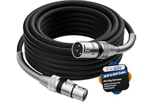 Kxable XLR Microphone Cable 10 FT, XLR Male to Female Balanced Mic Cable, 3-Pin Shielded Speaker Cord, Zinc Alloy Connectors, 22AWG Pure Copper, Metal Spring SR, Recording Studio, Podcast, Black