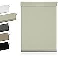 MoDanCeQ No Drill No Tools Blackout Roller Shades for Windows, Cordless Blinds with Linen Fabric-Matched, Custom Roller Blinds for Home Office Door, Beige, 50.5" W x 72" H