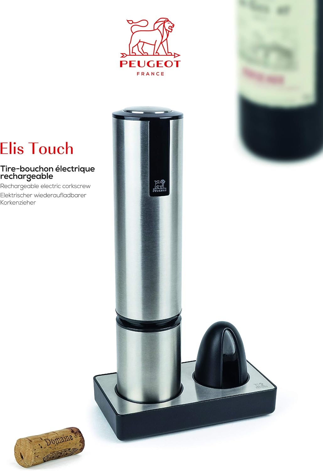 Peugeot Elis Touch Rechargeable Corkscrew Wine Opener Kitchen Dining Amazon Com