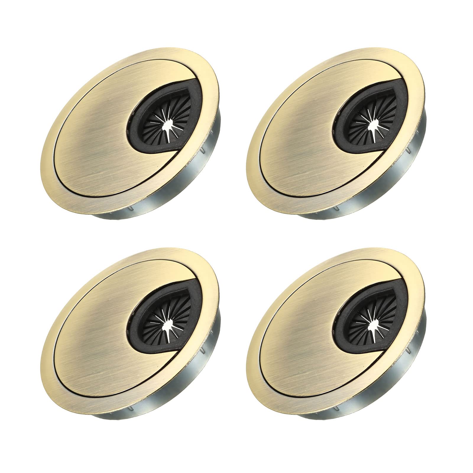 METALLIXITY Cable Cord Grommet (60mm/2.36") 4Pcs, Zinc Alloy Round Cable Hole Cover Wire Organizer - for Home Desk Cable Wire Management, Bronze Tone