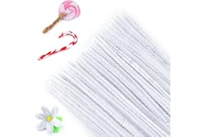 jijAcraft 200Pcs White Pipe Cleaners - Crafting Pipe Cleaners Chenille Stems, 12 Inch Home Arts Chenille Stems for DIY Crafts, New Year Winter Decor, Holiday Decor
