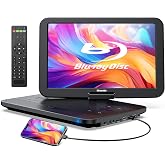 GOnavidio 17.6" Portable Blu Ray DVD Player with 15.4" Large Screen, HDMI in/Out, Sync Screen, 4000mAh Rechargeable Battery, 1080P MP4 MKV Video, Surround Audio, USB/TF Card(Include HDMI Cable)