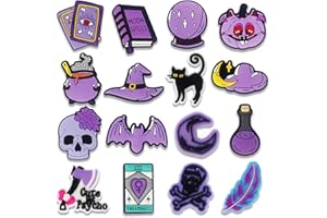SHEIZSCHY 16Pcs Howdy Medical Coffee Summer Autism Bookish Princess Purple Witch Jesus Plants Dominican Shoe Charms for Croc Bubble Slides Sandals Clogs, Shoe Decorations for Adults Women Girls Boys