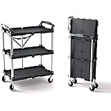 Olympia Tools 85-188 Pack-N-Roll Folding Collapsible Service Cart, Black, 50 Lb. Load Capacity per Shelf