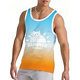 Nidoul Mens Beach Tank Tops Summer Graphic Palm Tree Sleeveless Shirts for Men Vacation Gym Running Workout Tank Top
