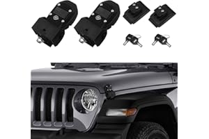 JINCHEN Hood Latches with Lock Key Fit for Jeep Wrangler, Anti Theft Locking Catch Kit Exterior Accessories Compatible with Jeep Wrangler JL JLU 2018-2022, Jeep Gladiator JT 2020-2023(Flag)
