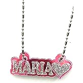 MIRROR MANIA Personalized Name Plate Custom Necklace Nameplate Laser Cut, Diamond Look, Made To Order Any Name or Word With Design & Color Choice - Dazzling and Stunning!
