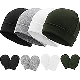 Newborn Baby Hats and Mittens Set Infant Beanie Cap Toddler Gloves Newborn Hospital Hats for Baby Boy Girl Kid 0-6 Months
