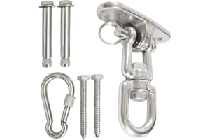 JENSWILL 360°Rotate Swing Hanger Set Ceiling Swing Mount Suspension Hooks 1500lb Capacity with Bolt Screws Locking Carabiner for Concrete Wooden Sets Playground Porch Indoor Outdoor Seat, Gym