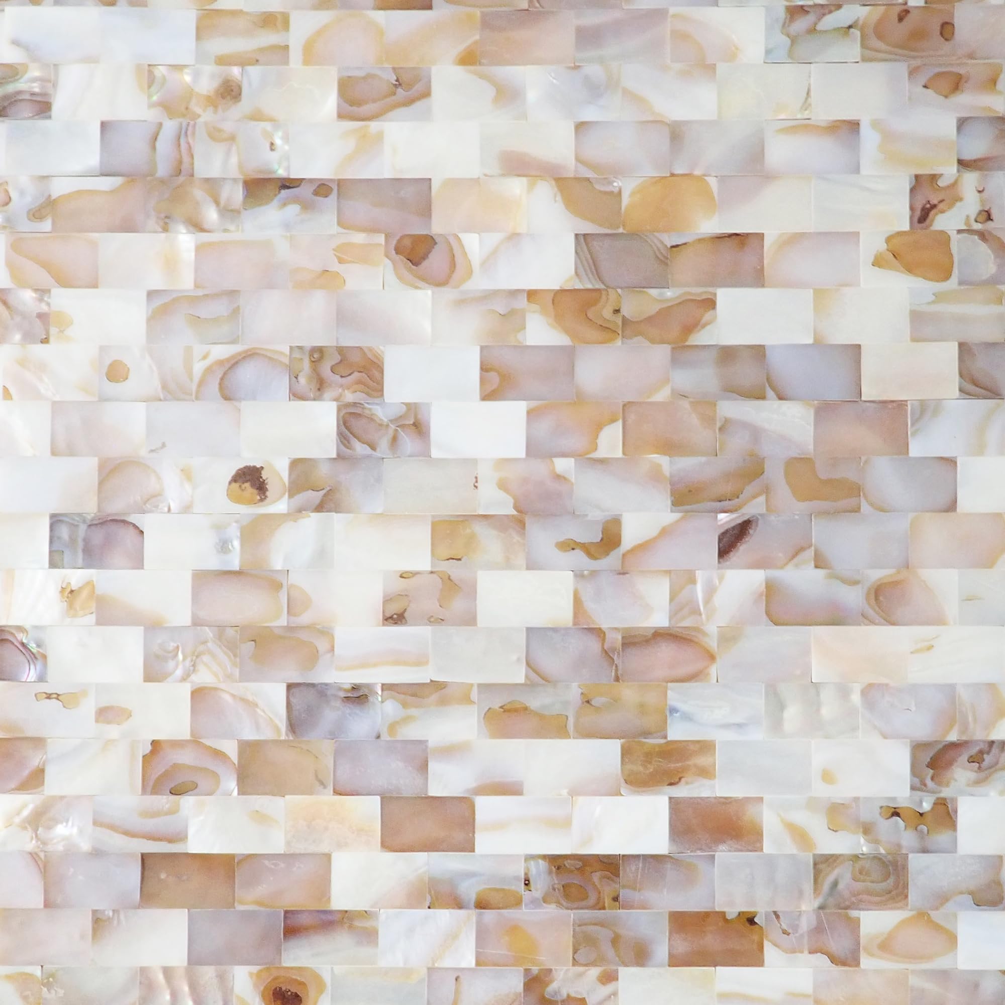 Incudo Natural Mother of Pearl Brick Gapless Mosaic Tiles - 288x300mm, Pack of 4, Mesh Backing