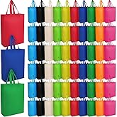Jexine 80 Pieces Reusable Grocery Bags Bulk Non Woven Tote Bags Multicolor Gift Shopping Tote with Handles Foldable Fabric Tote for Birthday Party Shopping Treat Favor,12.6 x 15 Inch