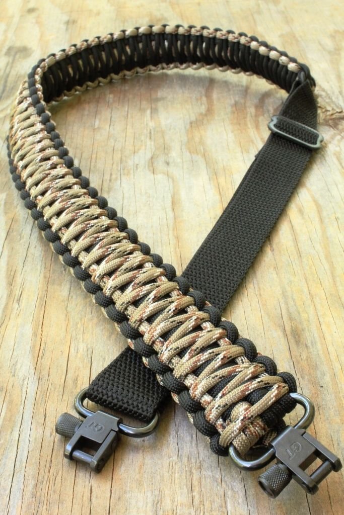 dgfweg Rifle Gun Slings handmade with 550 Paracord with swivels, adjustable (Black & Desert Camo)