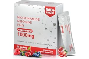 HMLYSHILAJJT NAD Supplement 1000mg, NAD Nicotinamide Riboside Resveratrol Supplements with PQQ, Extra Strength NMN Alternative for Women & Men, NAD+ Berry Flavor Sticks For Anti-Aging, Energy, Focus - 30 Packets