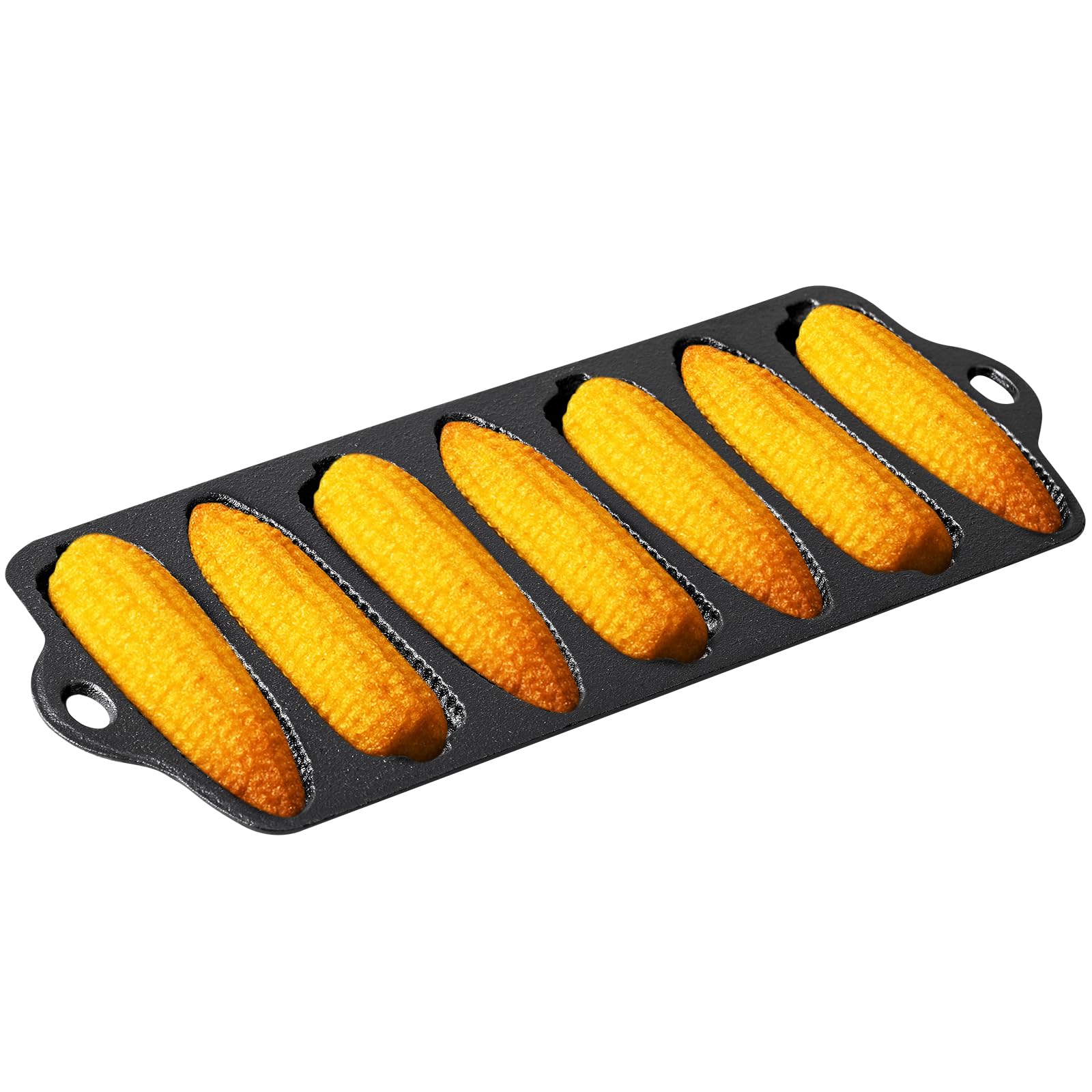 Photo 1 of Reallnaive 1 Pc Cast Iron Corn stick Pan Corn Bread Molds with 7 Corncob Sticks Cornbread Loaf Cakes Corndog Baking Compatible with Oven, Stovetop, Grill, and Campfires