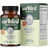 EarthFirst Organic Women’s Multi Once Daily, Women's Multivitamin, Iron, Vitamin B12 & More, 19 Vitamins from Herbs & Superfoods, 30 Count