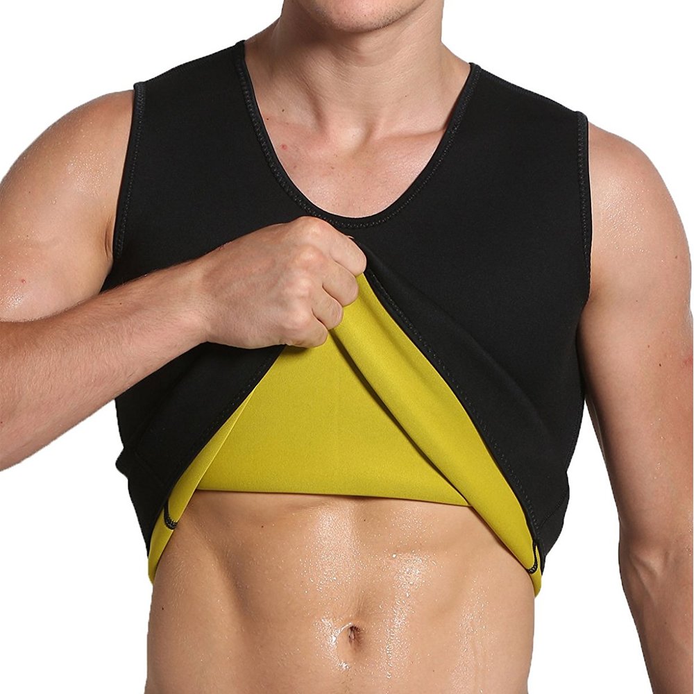 Wishesport Hot Sweat Vest Neoprene Sauna Vest For Men Weight Loss Tummy Fat Burner Slimming Shapewear Hot Thermo Body Shaper Sweat Tank Top Black No Zip (Black, XX-Large)