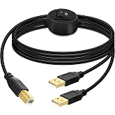 GELRHONR USB B to USB A Printer Cable Splitter - 1 in 2 Out Printer Cord Switcher for Sharing Keyboard, Mouse, Scanner (2.5M)