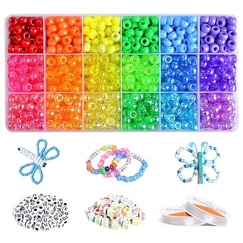 VICOVI 2250+pcs Pony Beads Kit in 18 Colors, Rainbow Color Beads