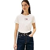 Tommy Jeans Womens Graphic Tee with Rhinestone Flag Detail