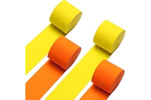 LAGYDSOVEF 4Rolls 328ft Orange and Yellow Party Streamers Crepe Paper for Wedding Birthday Christmas Bachelorette,Bridal Baby Shower, Halloween Decor Hanging Candyland Backdrop