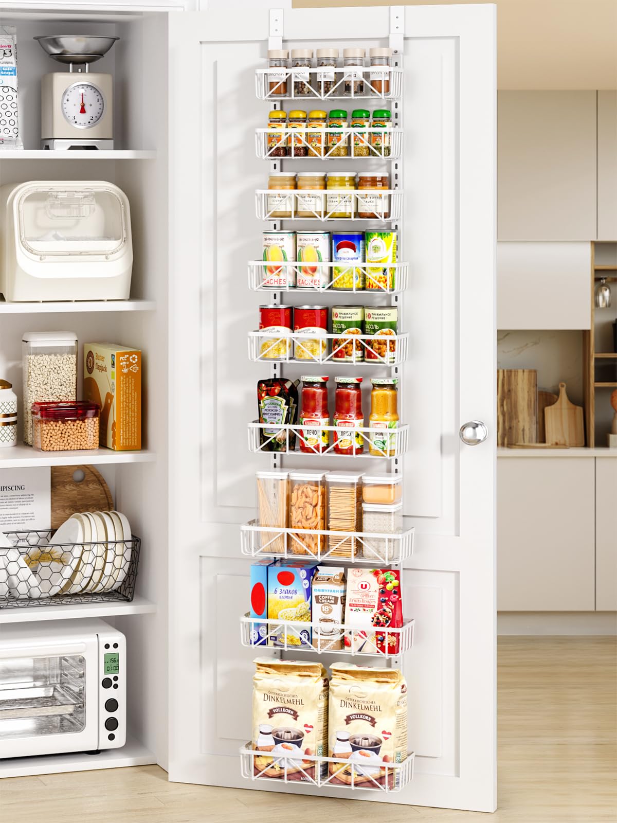 Photo 1 of ** SOLD AS IS NO REFUND/RETURN** SEE COMMENTS!
Delamu Narrow 9-Tier Over the Door Pantry Organizer, Adjustable Pantry Storage, Metal Hanging Spice Rack, Cabinet Door Organizer for Kitchen, Bathroom, Laundry Room, 12.5" White