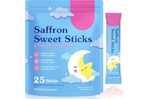 OCNISDNS Saffron Sweet Sticks for Kids | Mood & Focus Support Supplement | Calm & Relaxation Aid | Sugar-Free Fruit Punch Flavor Powder Candy | Natural Herbal Formula | 25 Stick Packs
