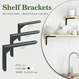 Mooche 2Pcs Heavy Duty Shelf Brackets 6 Inch Black Stainless Steel Triangle view 5