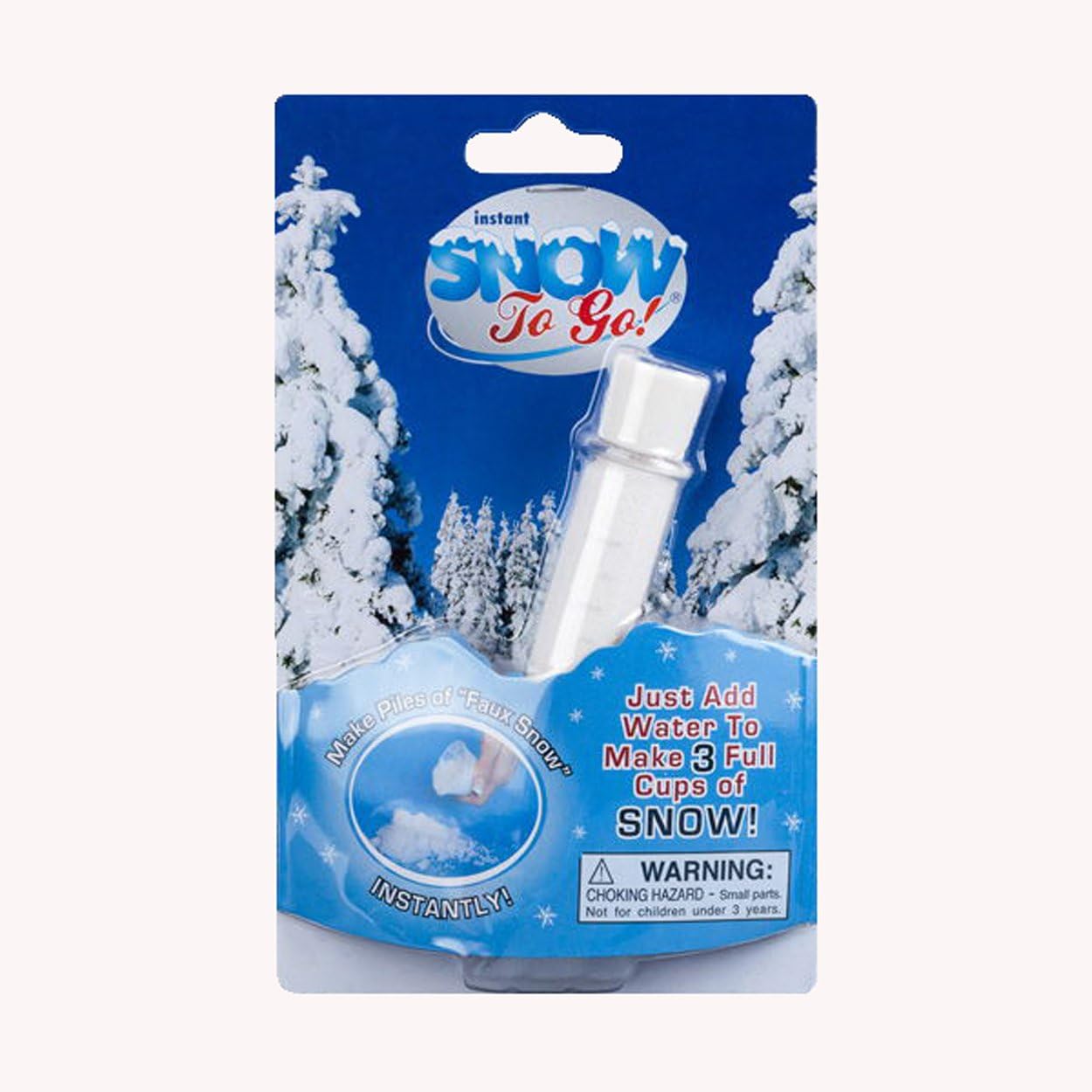 Artificial Snow - Snow to Go Fake Artificial Fluffy Snow Powder Instant 3 Cups Tube Just Add Water