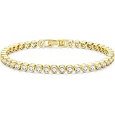 Yoosteel 14K-Gold/White-Gold-Plated Tennis Bracelets for Women - 3mm Cubic Zirconia Classic Bracelet for Women Dainty Trendy CZ Jewelry Gift 6.5/7/7.5 Inch