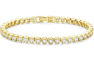 Yoosteel 14K-Gold/White-Gold-Plated Tennis Bracelets for Women - 3mm Cubic Zirconia Classic Bracelet for Women Dainty Trendy CZ Jewelry Gift 6.5/7/7.5 Inch