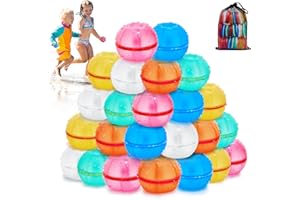 Minetom Reusable Water Balloons for Kids, Soft Silicone Refillable Water Ball, Self-Sealing Quick Fill Water Splash Ball with