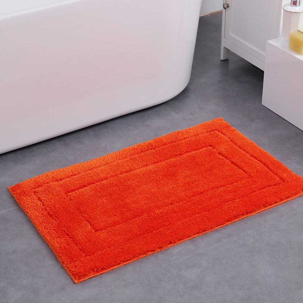 Bath Mats Non Silp Water Absobent Microfibre Bath Rugs for Bathroom, 50×80cm (Orange Red)