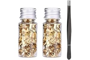 dshyuauoci 2Pcs Edible Gold Flakes with A Pair of Tweezers, Premium 24K Edible Gold Leaf Food Craft Art Decoration Perfect for Decorating Cakes Desserts Drinks Ice Cream Sushi