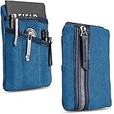 SP4 Waxed Canvas Compact EDC Pocket Organizer, Zippered Pocket Pouch for Men, Mini EDC Organizer for Change, Notebook, Tactical Pen, Flashlight