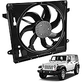 621-601 Engine Cooling Radiator Fan Assembly, Fits for JEE-p Wrangler 2012-2017, for Wrangler JK 2018, Replace 68143894AA 68143894AB 6010277 624080 CF13078