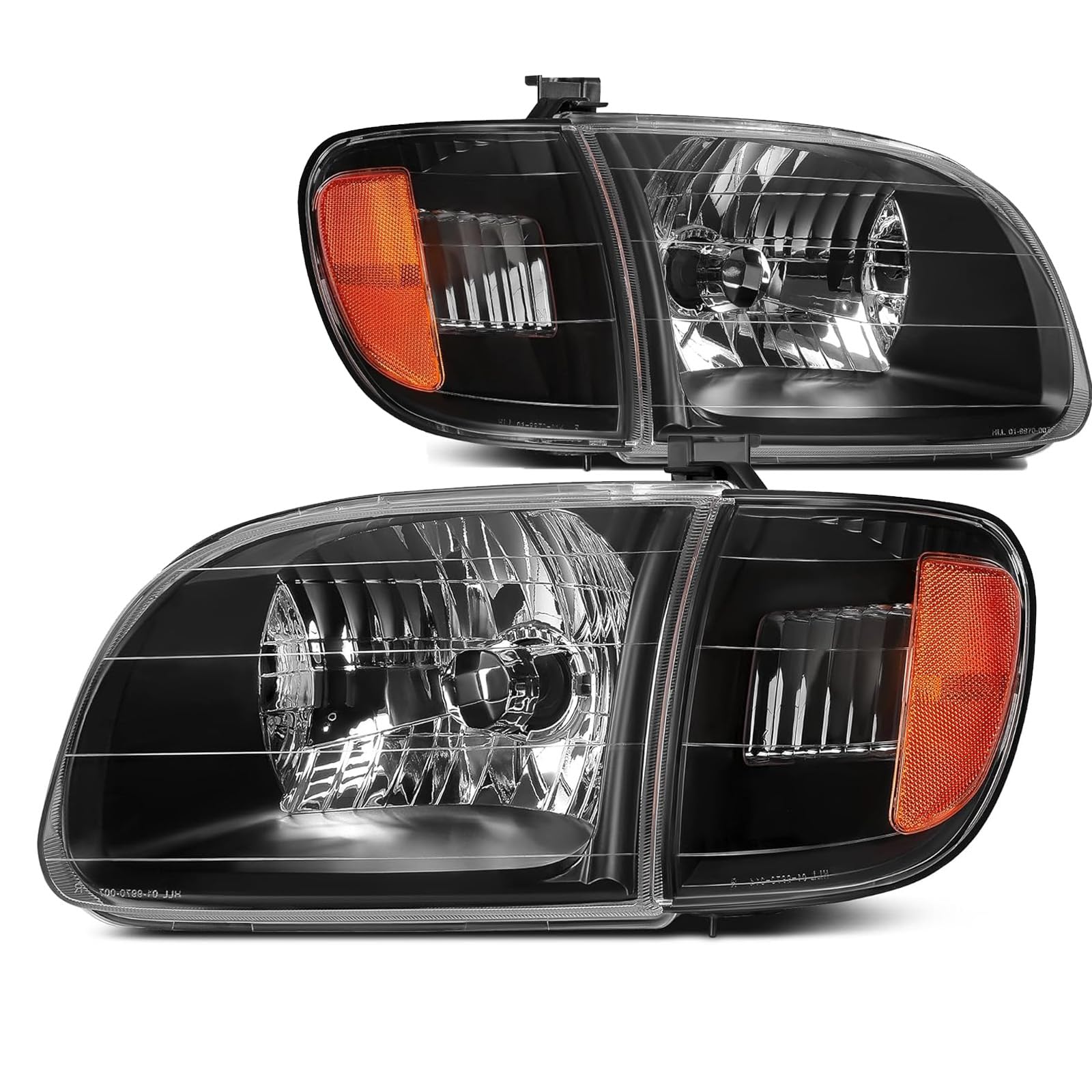 Photo 1 of ***Factory seal****
4Pcs Black Amber Headlights + Parking Lights Corner Lamps Assembly Fits 2000 2001 2002 2003 2004 Toyota Tundra Regula/Access Cab Halogen Head Lights, Clear Lens Lights Replace# TO2530135, TO2531135