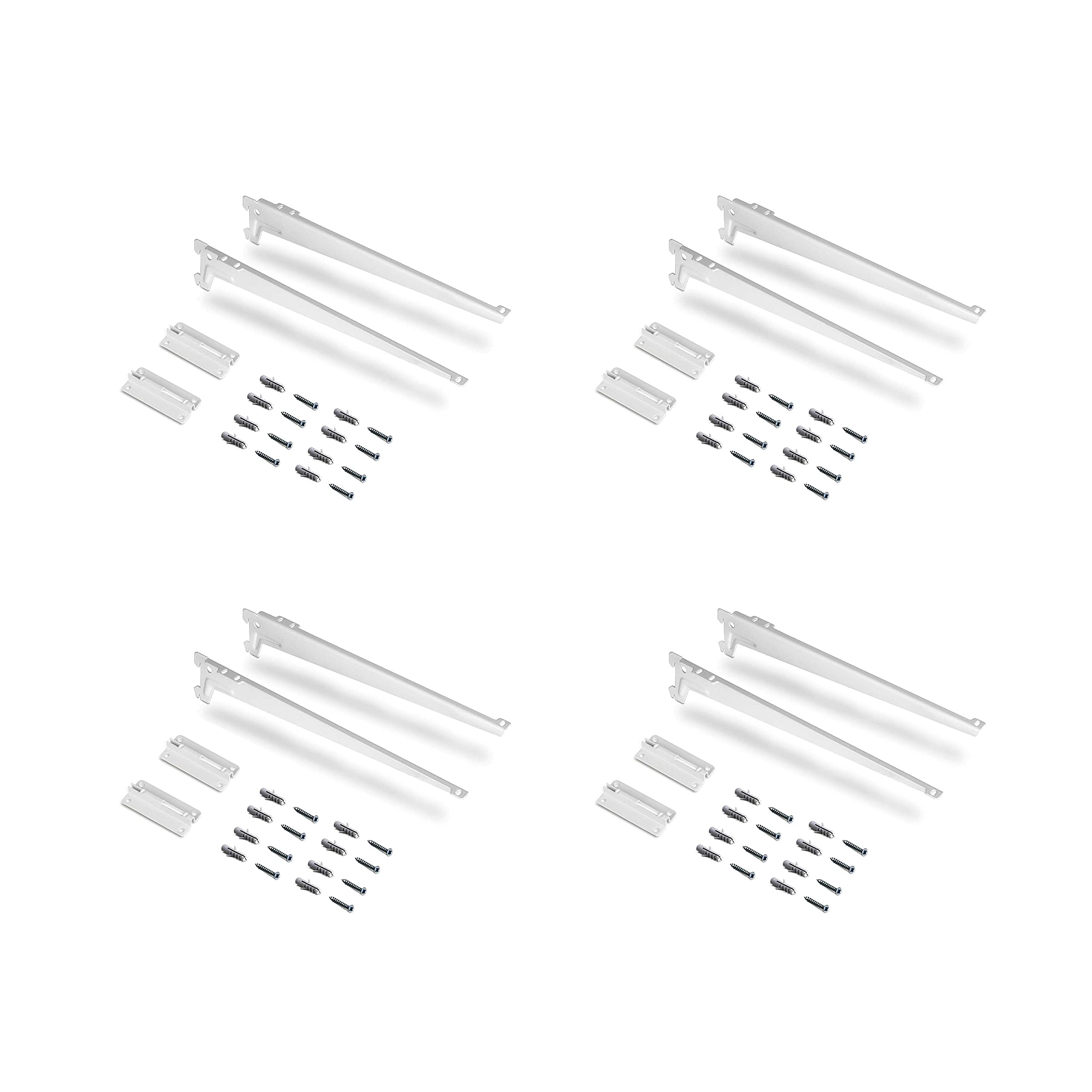 Emuca - Wall fastening plates and Jagmet shelf supports, 9,05 inch (230mm), White painted, Steel
