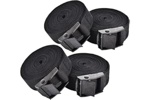 TuTuYa Tie Down Straps, 4PK 6.5Ft x 0.98In (200x2.5cm) Black Lashing Straps with Buckle Heavy Duty Adjustable Retaining Short Straps Tensioning Belts for Vans, Bicycle, Trailer, Luggage