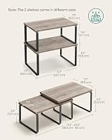 SONGMICS Spice Rack Set of 2 Expandable Kitchen Shelf Organisers Black Heather view 6